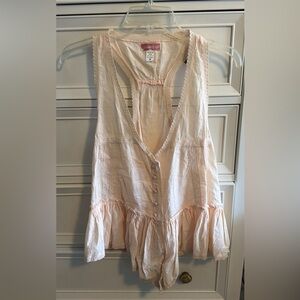 O'Neill Pale Pink Lace-Trim Baby Doll Tank Top